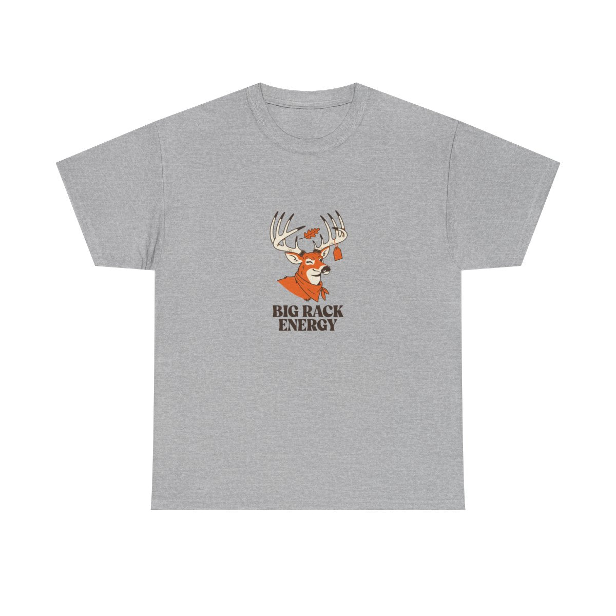 Big Rack Energy Funny Deer Hunting T-Shirt for Buck Season in Sport Grey – front