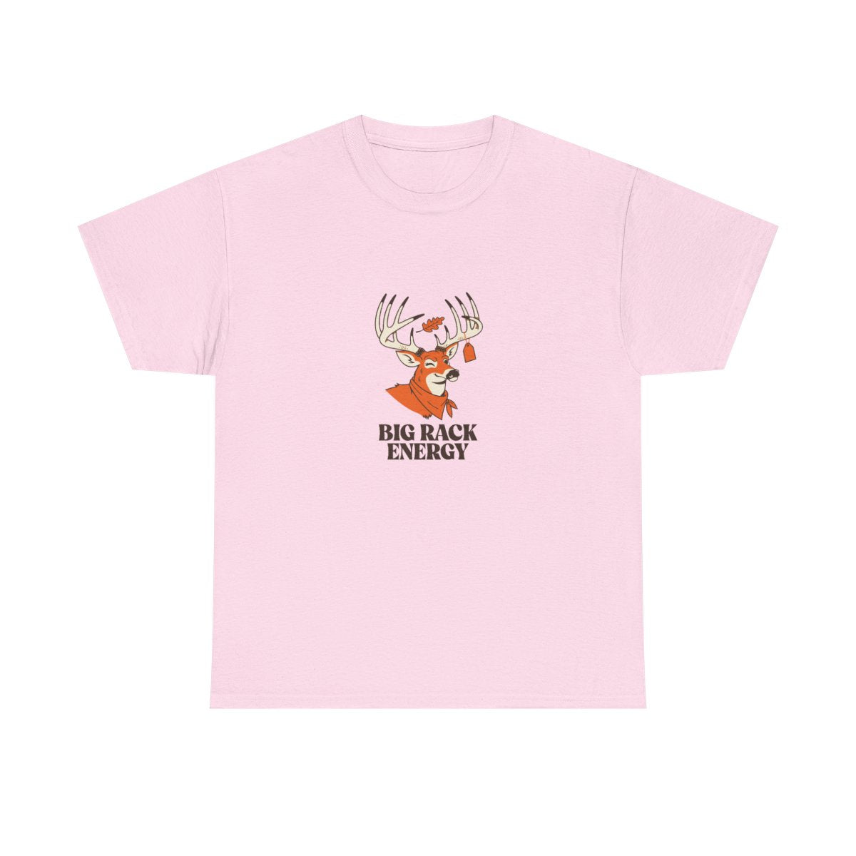 Big Rack Energy Funny Deer Hunting T-Shirt for Buck Season in Light Pink – front