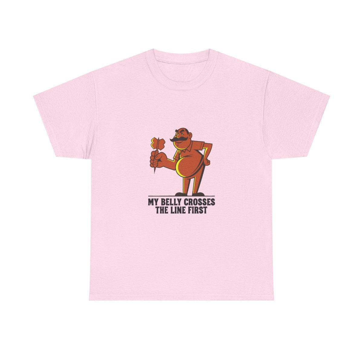 Darts Beer Belly Funny Pub Dart Player Oche Gift T-Shirt in Light Pink – front