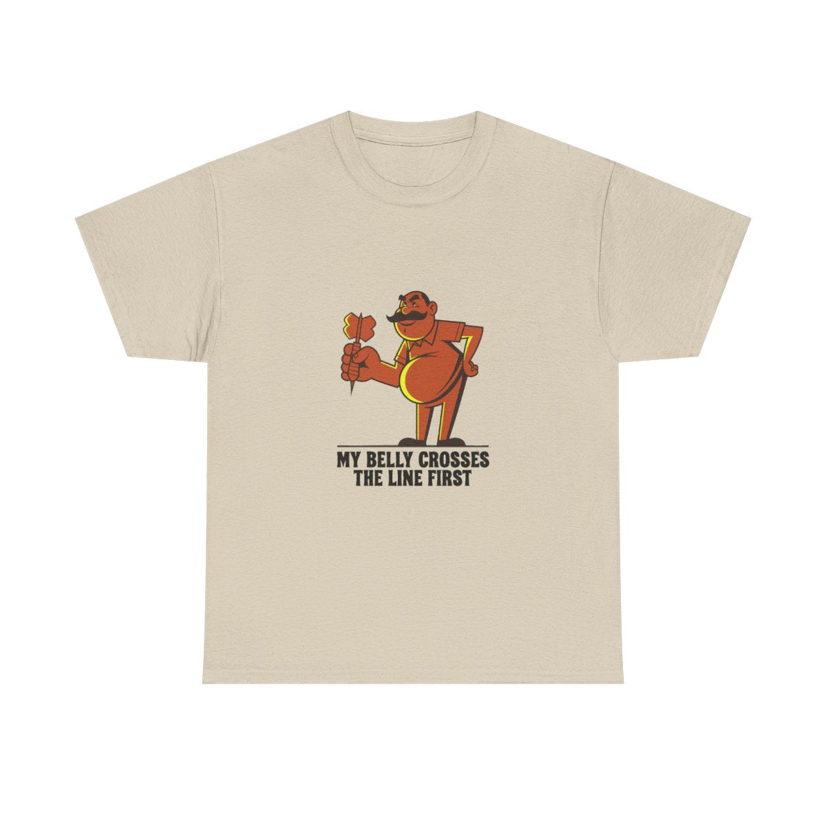 Darts Beer Belly Funny Pub Dart Player Oche Gift T-Shirt in Sand – front