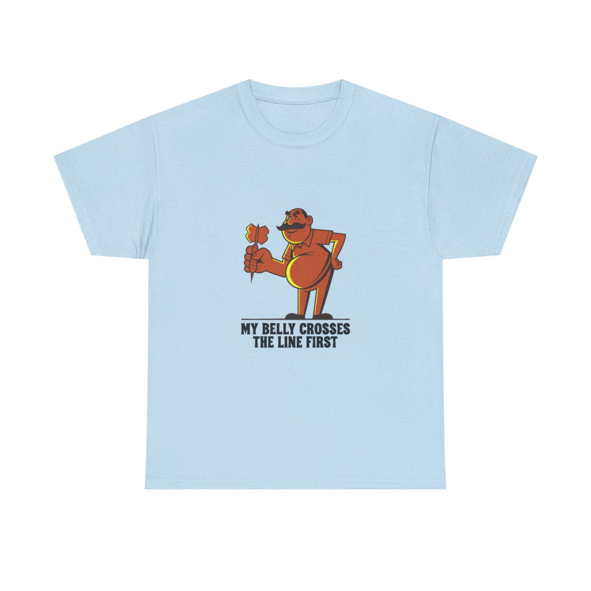 Darts Beer Belly Funny Pub Dart Player Oche Gift T-Shirt in Light Blue – front