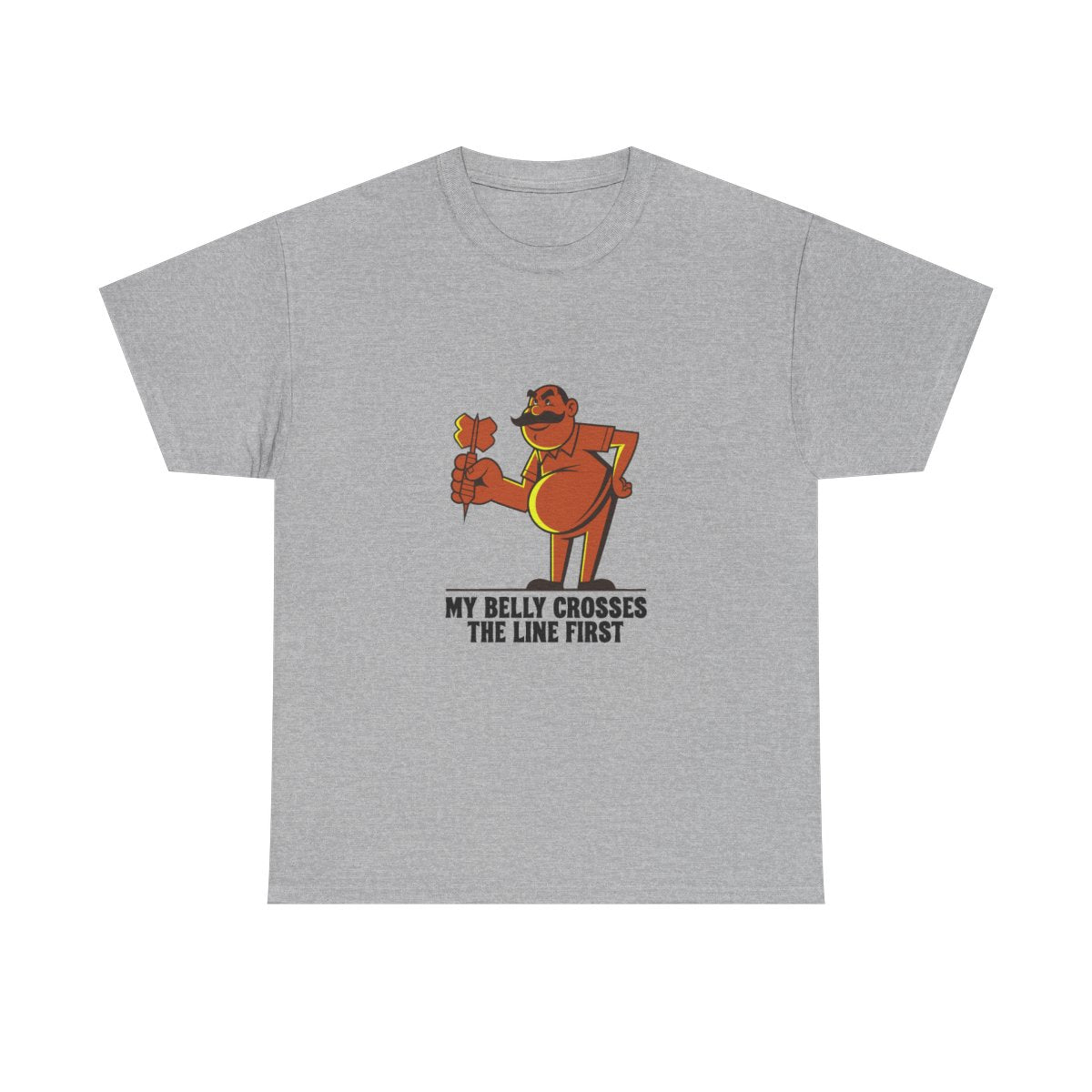 Darts Beer Belly Funny Pub Dart Player Oche Gift T-Shirt in Sport Grey – front