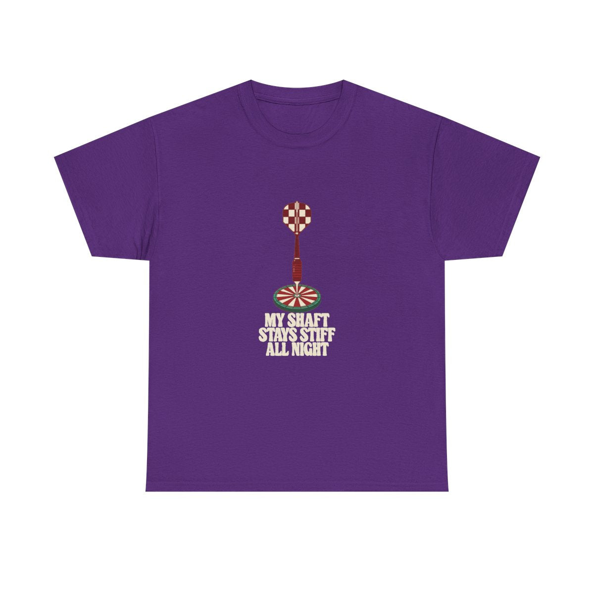 Darts Shirt My Shaft Stays Stiff All Night Funny T-Shirt in Purple – front