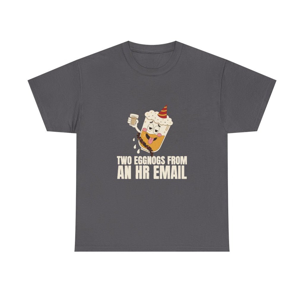 Eggnog Office Christmas Party Funny Drinking Humor T-Shirt in Charcoal – front