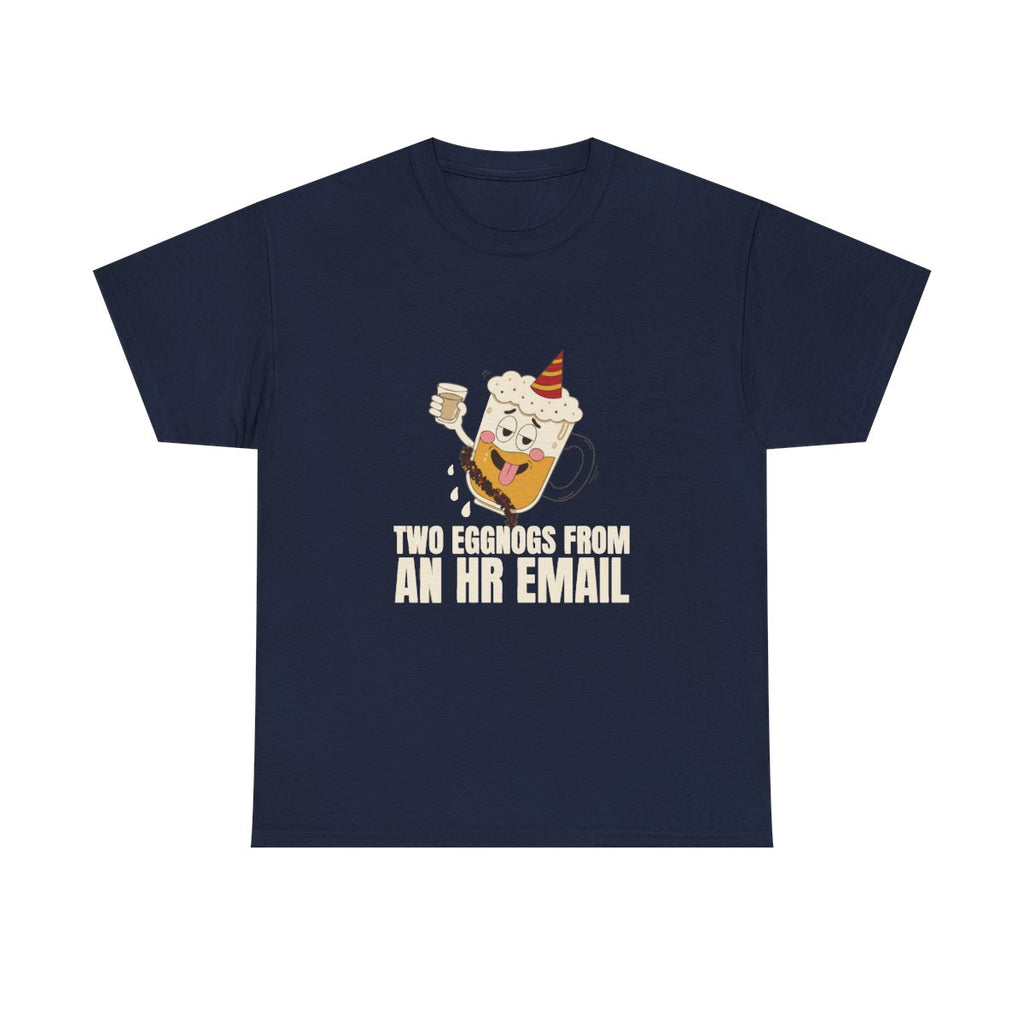 Eggnog Office Christmas Party Funny Drinking Humor T-Shirt in Navy – front