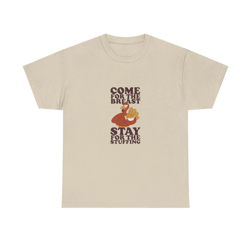 Friendsgiving Turkey Stuffing Funny Thanksgiving Dinner T-Shirt in Sand – front