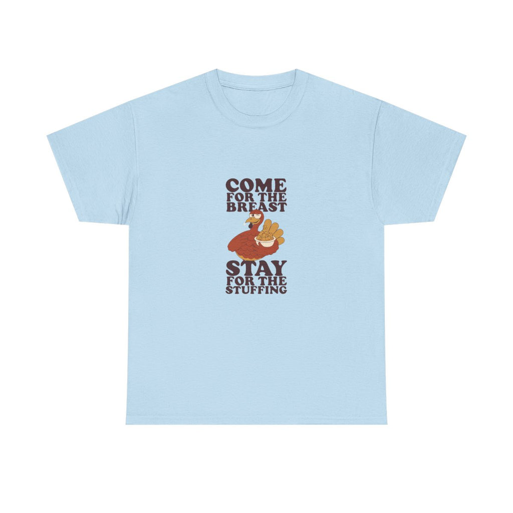 Friendsgiving Turkey Stuffing Funny Thanksgiving Dinner T-Shirt in Light Blue – front