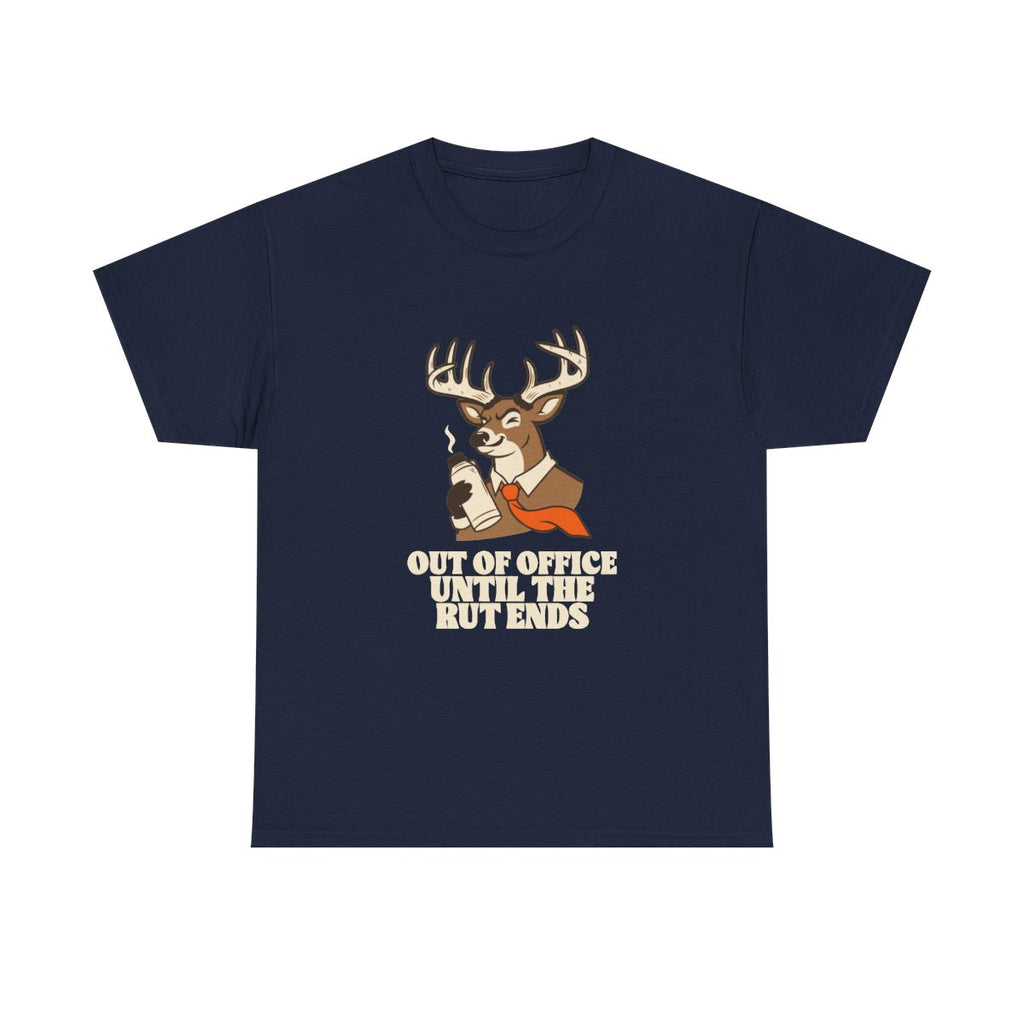 Funny Deer Hunting Shirt Out Of Office Until The Rut T-Shirt in Navy – front