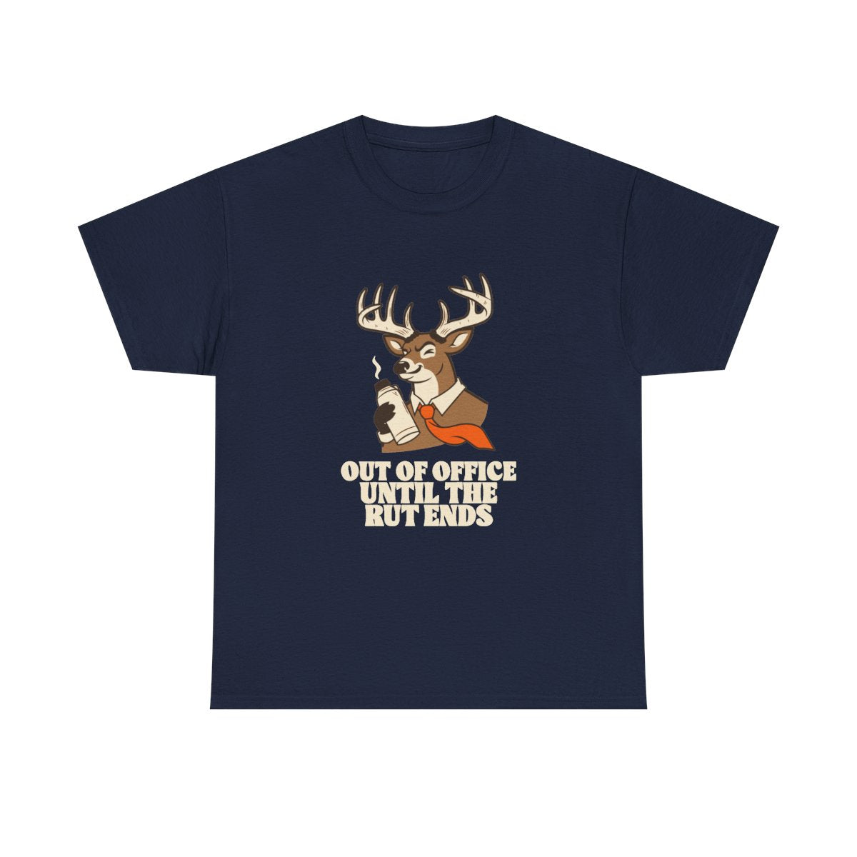 Funny Deer Hunting Shirt Out Of Office Until The Rut T-Shirt in Navy – front