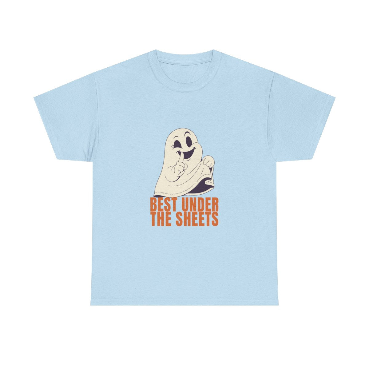 Funny Halloween Ghost Best Under The Sheets T-Shirt in Light Blue – front