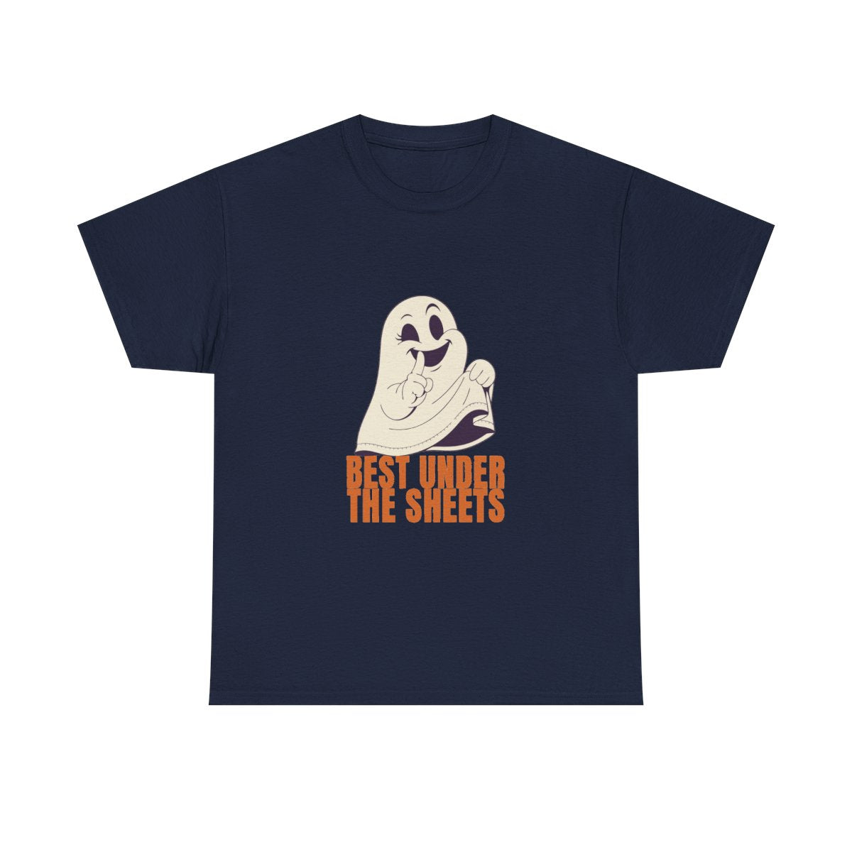Funny Halloween Ghost Best Under The Sheets T-Shirt in Navy – front