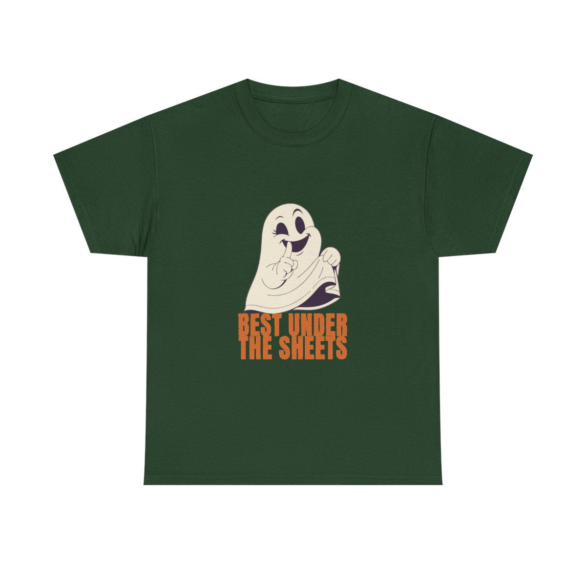 Funny Halloween Ghost Best Under The Sheets T-Shirt in Forest Green – front