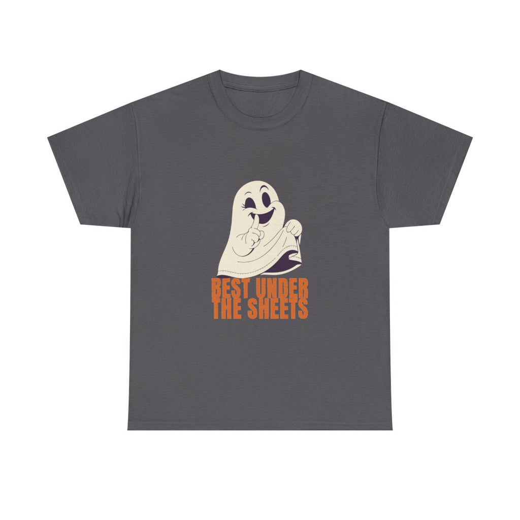 Funny Halloween Ghost Best Under The Sheets T-Shirt in Charcoal – front