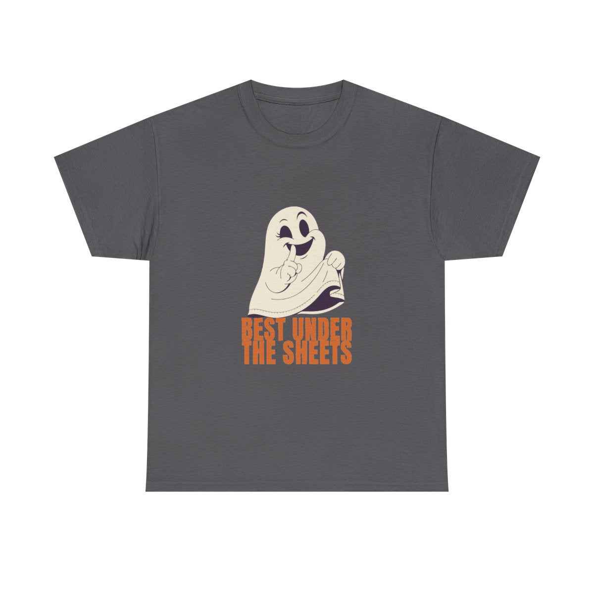 Funny Halloween Ghost Best Under The Sheets T-Shirt in Charcoal – front
