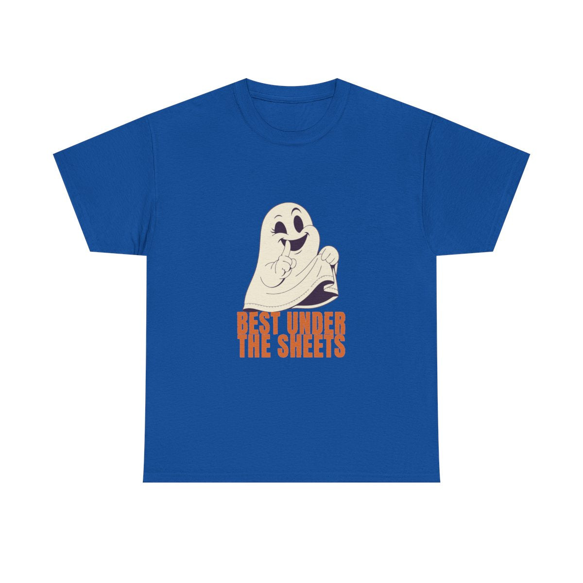 Funny Halloween Ghost Best Under The Sheets T-Shirt in Royal – front
