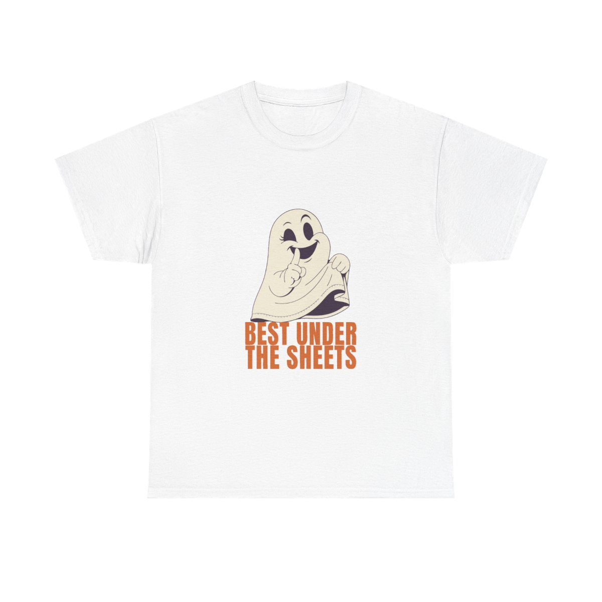 Funny Halloween Ghost Best Under The Sheets T-Shirt in White – front