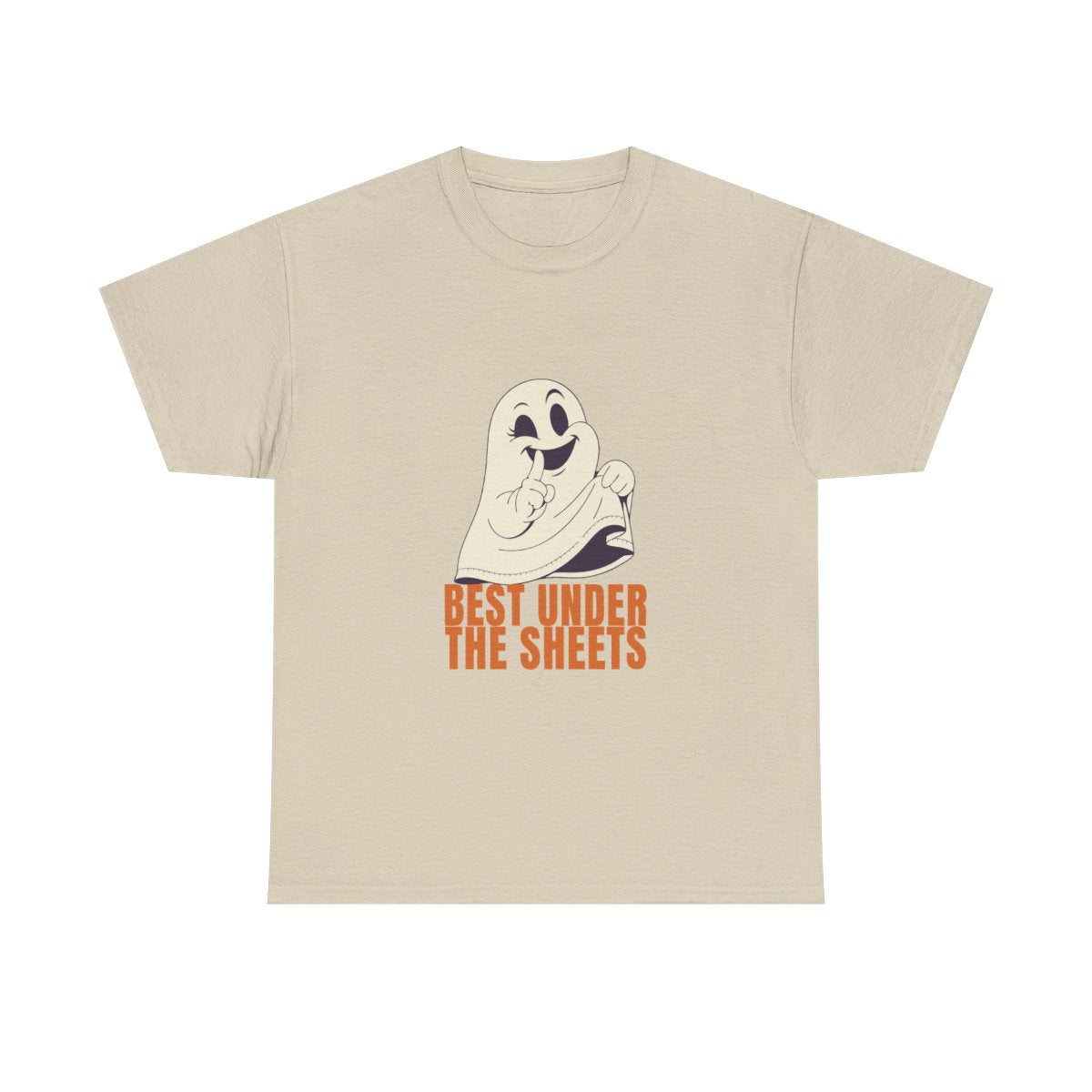 Funny Halloween Ghost Best Under The Sheets T-Shirt in Sand – front