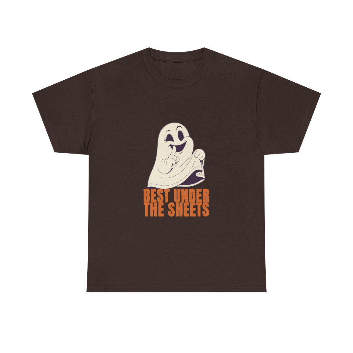 Funny Halloween Ghost Best Under The Sheets T-Shirt in Dark Chocolate – front