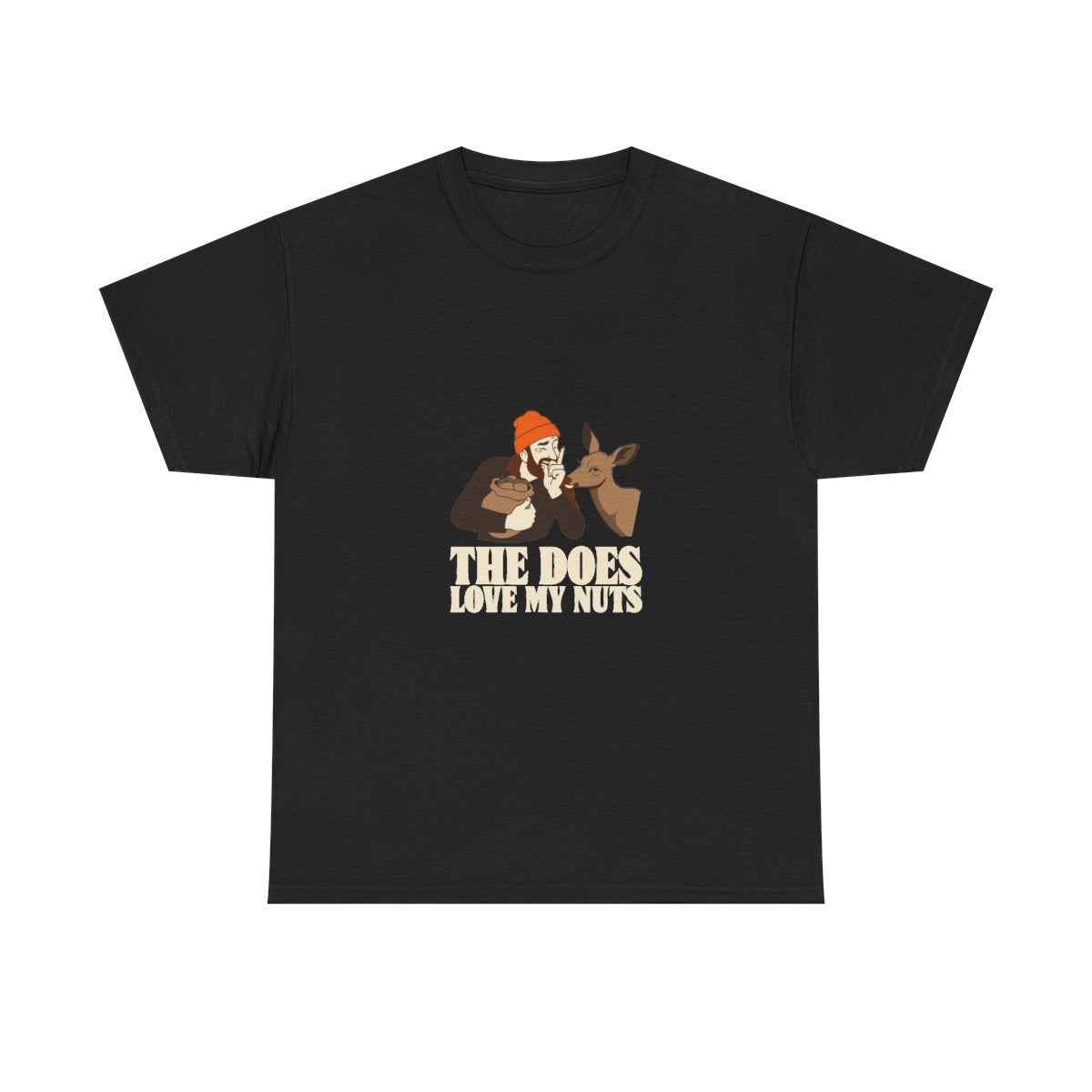 Funny Hunting Shirt The Does Love My Nuts Deer Camp Gift T-Shirt in Black – front