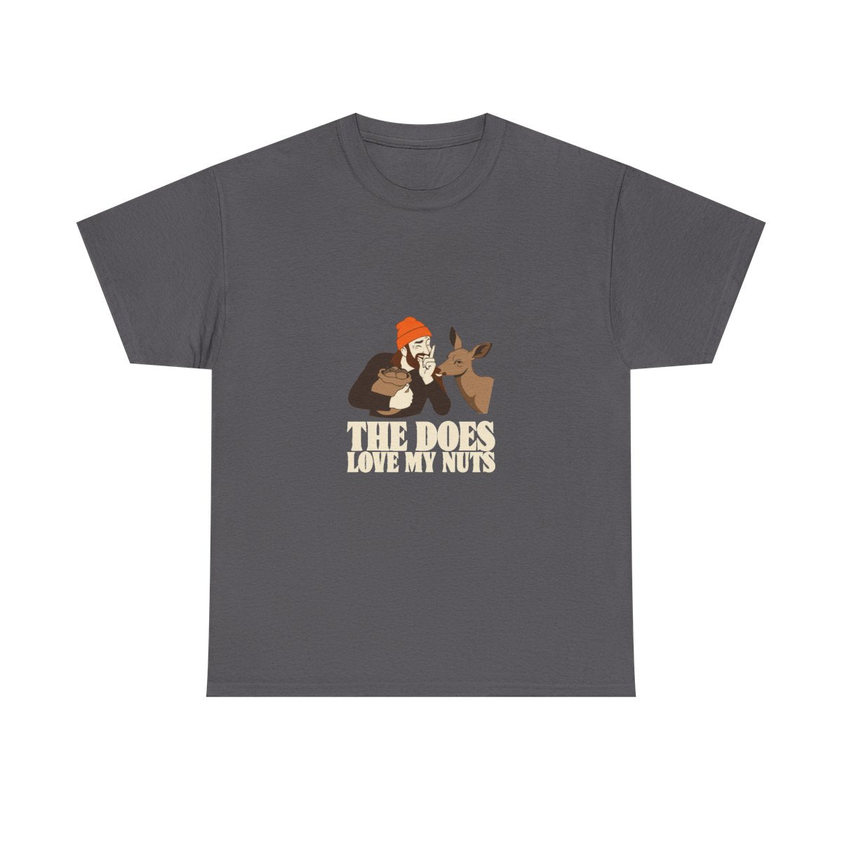 Funny Hunting Shirt The Does Love My Nuts Deer Camp Gift T-Shirt in Charcoal – front