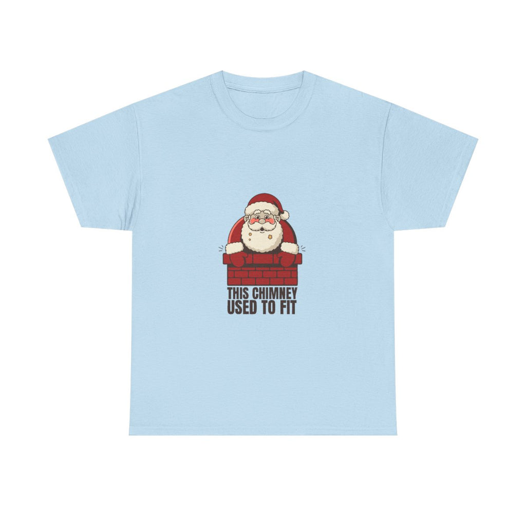 Funny Santa Stuck In Chimney Christmas Gag Gift T-Shirt in Light Blue – front