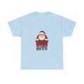 Funny Santa Stuck In Chimney Christmas Gag Gift T-Shirt in Light Blue – front