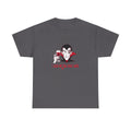 Funny Vampire Halloween I Bite On The First Date T-Shirt in Charcoal – front