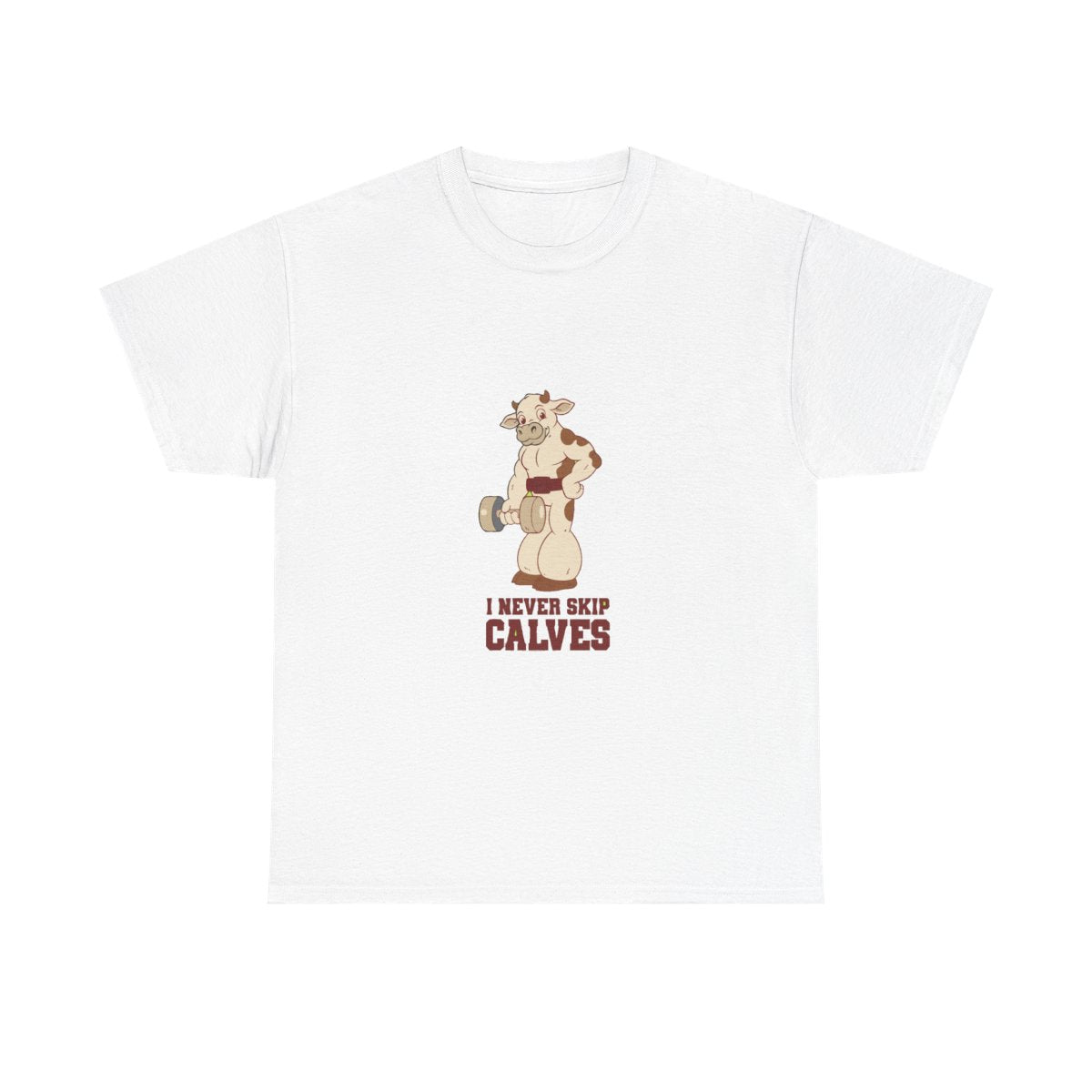 Leg Day Calves Pun Funny Gym Weightlifting T-Shirt in White – front