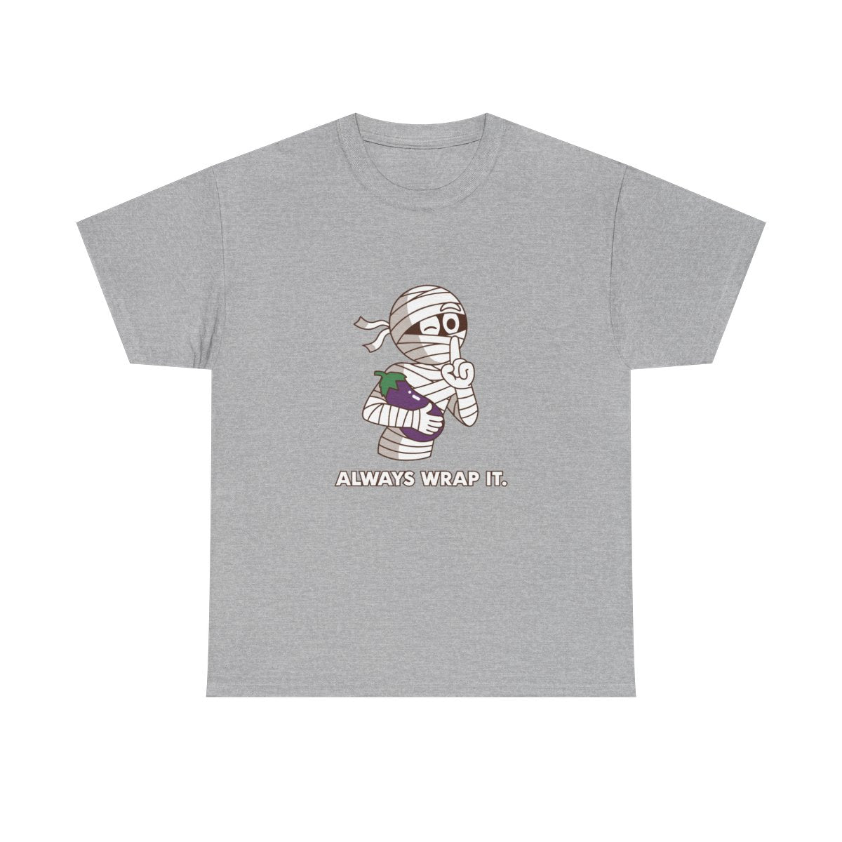 Mummy Always Wrap It Funny Halloween Innuendo T-Shirt in Sport Grey – front