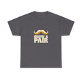 Mustache T-Shirt Grow A Pair Funny Handlebar Moustache T-Shirt in Charcoal – front