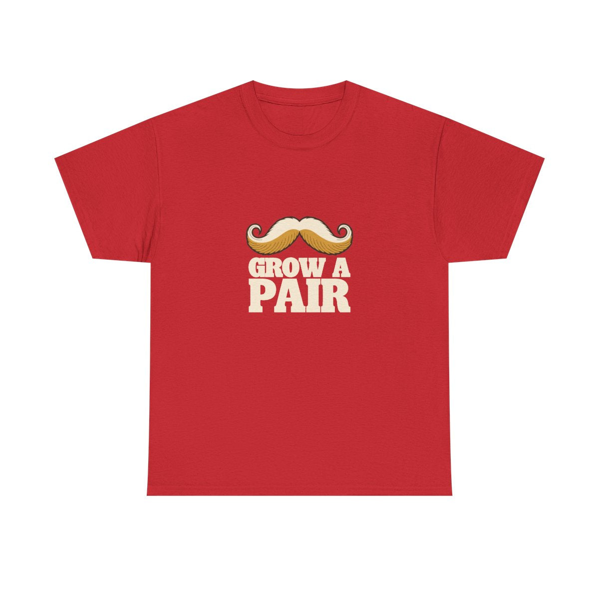 Mustache T-Shirt Grow A Pair Funny Handlebar Moustache T-Shirt in Red – front