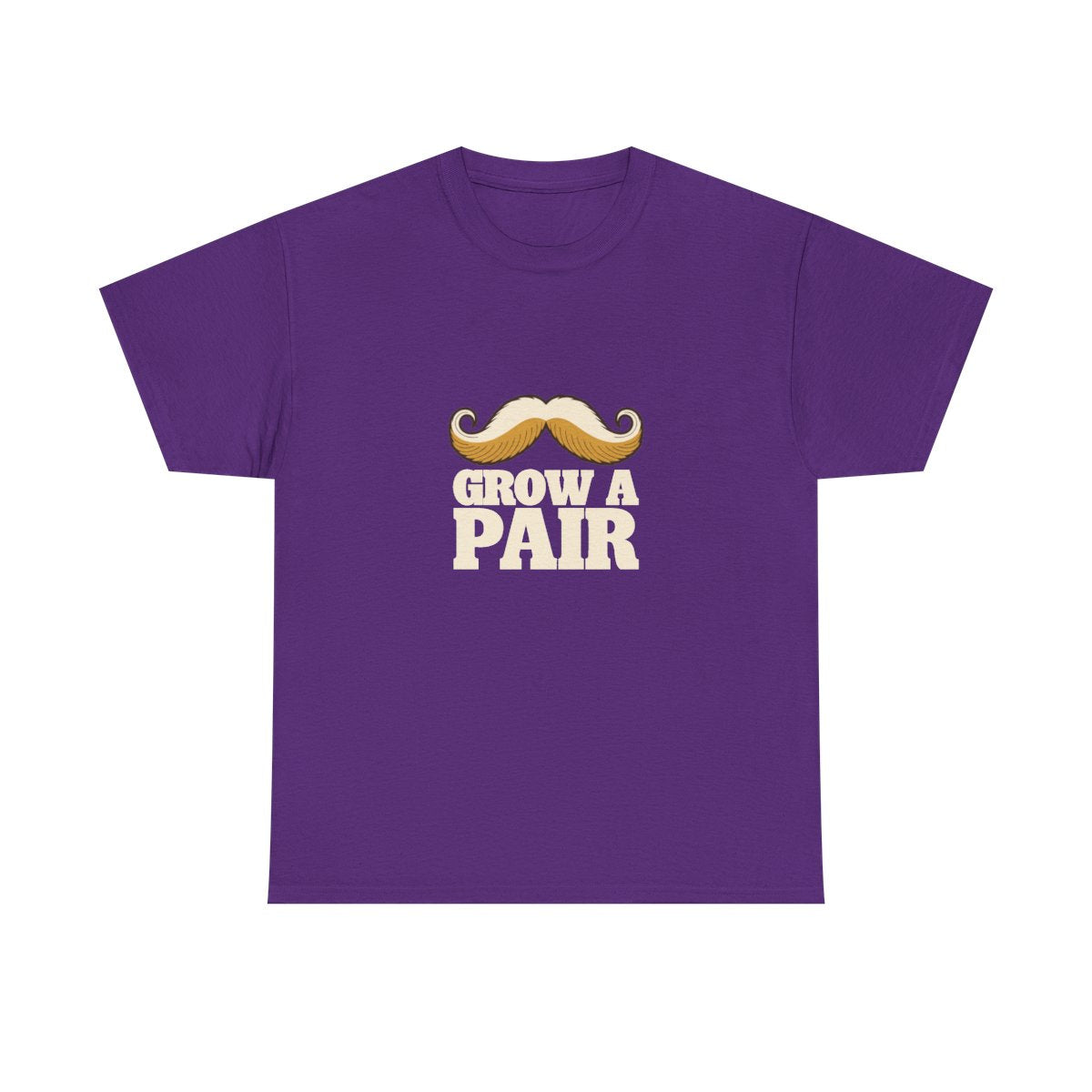 Mustache T-Shirt Grow A Pair Funny Handlebar Moustache T-Shirt in Purple – front