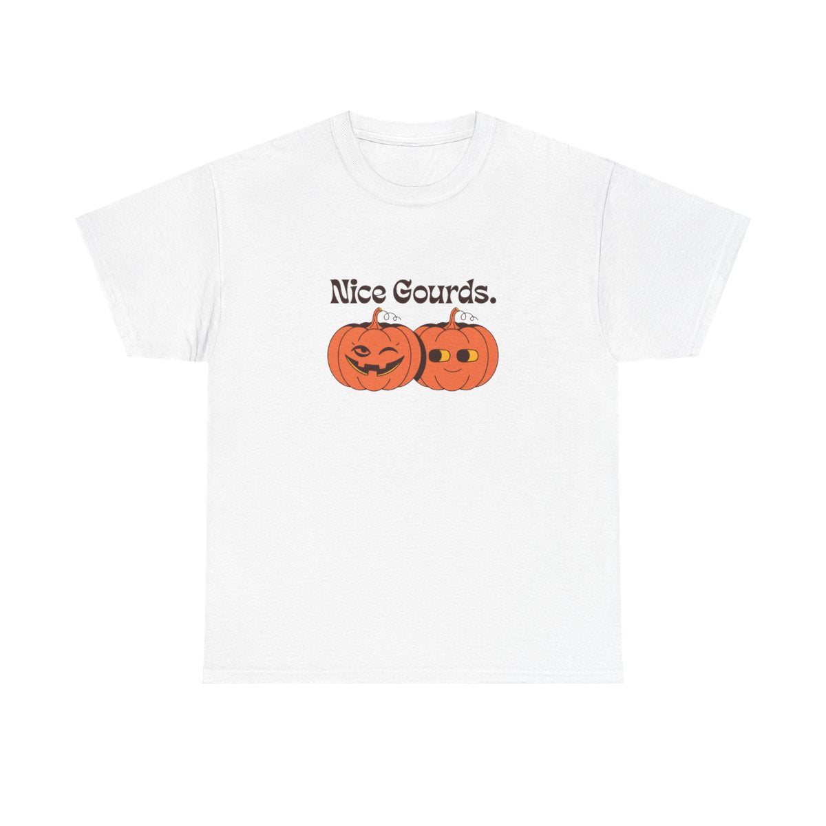 Nice Gourds Funny Pumpkin Fall Halloween T-Shirt in White – front
