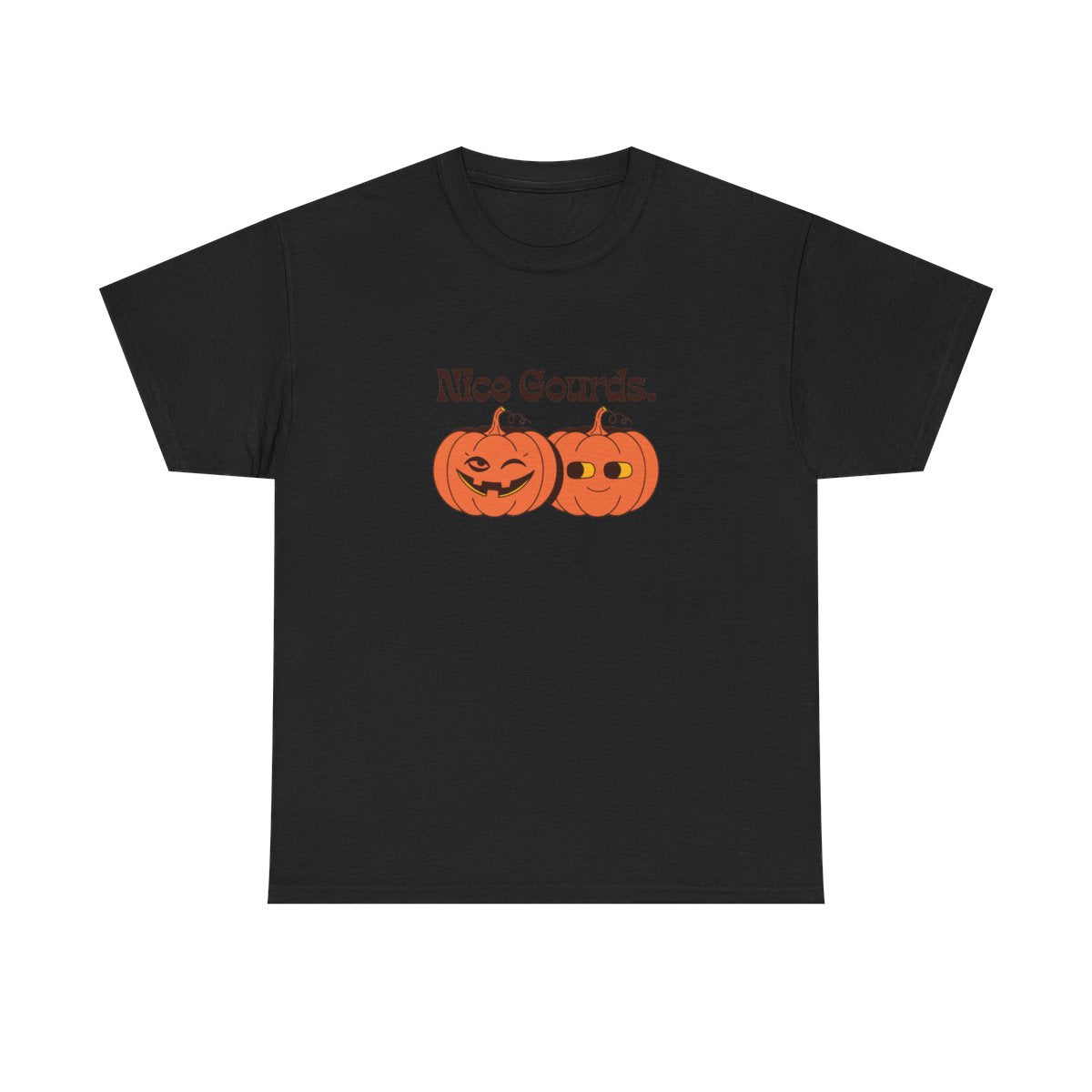Nice Gourds Funny Pumpkin Fall Halloween T-Shirt in Black – front