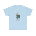Ski Humor I Wax Mine Every Morning Funny Apres Ski T-Shirt in Light Blue – front
