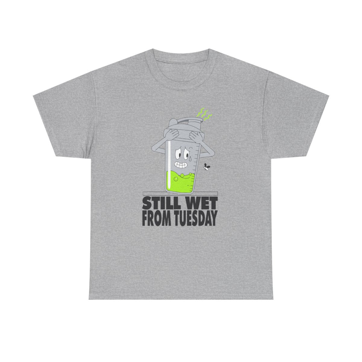 Still Wet From Tuesday Funny Protein Shaker Gym Meme T-Shirt in Sport Grey – front