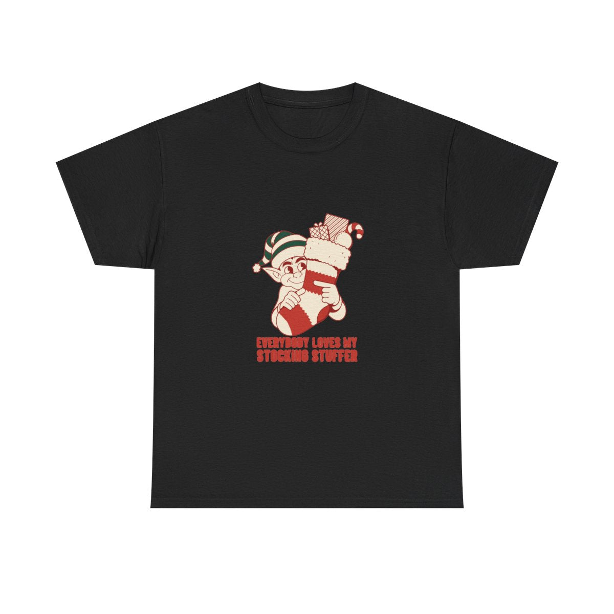 Stocking Stuffer Funny Christmas Elf Gag Gift T-Shirt in Black – front