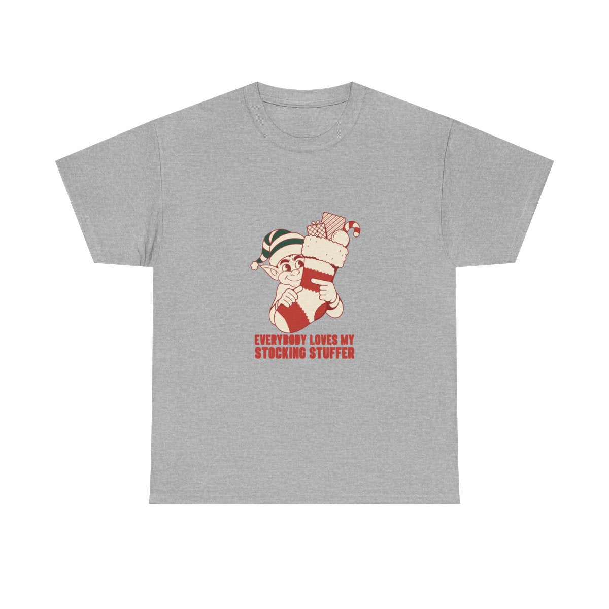 Stocking Stuffer Funny Christmas Elf Gag Gift T-Shirt in Sport Grey – front