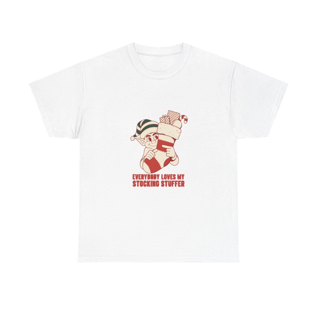 Stocking Stuffer Funny Christmas Elf Gag Gift T-Shirt in White – front